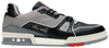 Louis Vuitton Trainer Low 'Black Grey' 2019 in premium black and grey leather with tonal rubber outsole and LV branding.

