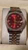 Pre-Owned Rolex 36MM Two-Tone YG-SS – Red Dial with 1ct Diamond Accents, Cutom Damiond Dial and Jubilee 18K Gold Bracelet (Model 1601)