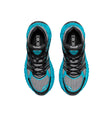 Pair of blue and gray sneakers with Dior branding on a light gray background