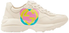 Gucci Wmns Rhyton 'Heart - Ivory' sneaker with cream leather upper and red heart graphic.

