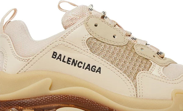 Balenciaga Triple S Clear Sole Crystal Beige Nude Sneakers for Women - Genuineauthenticbrand  