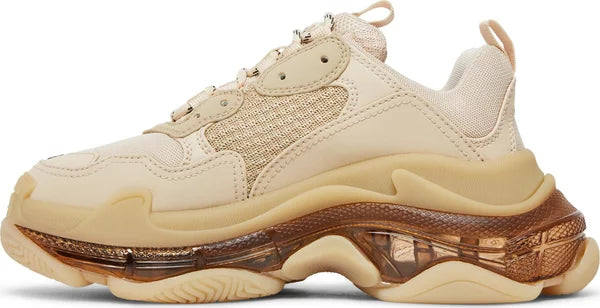 Balenciaga Triple S Clear Sole Crystal Beige Nude Sneakers for Women - Genuineauthenticbrand  