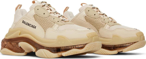 Balenciaga Triple S Clear Sole Crystal Beige Nude Sneakers for Women - Genuineauthenticbrand  