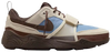 Travis Scott x Nike Zoom Field Jaxx ‘Leche Blue’ sneaker with slate blue suede, khaki overlays, Baroque Brown Swoosh, and brown sculpted Zoom midsole.