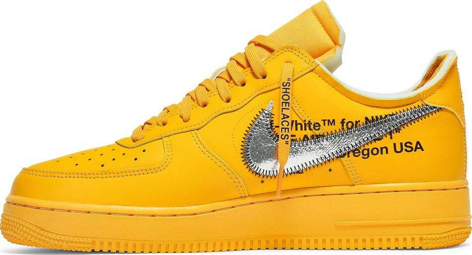 Nike Air Force 1 Low OFF-WHITE University Gold Metallic Silver (2021) Sneakers for Men - Genuineauthenticbrand